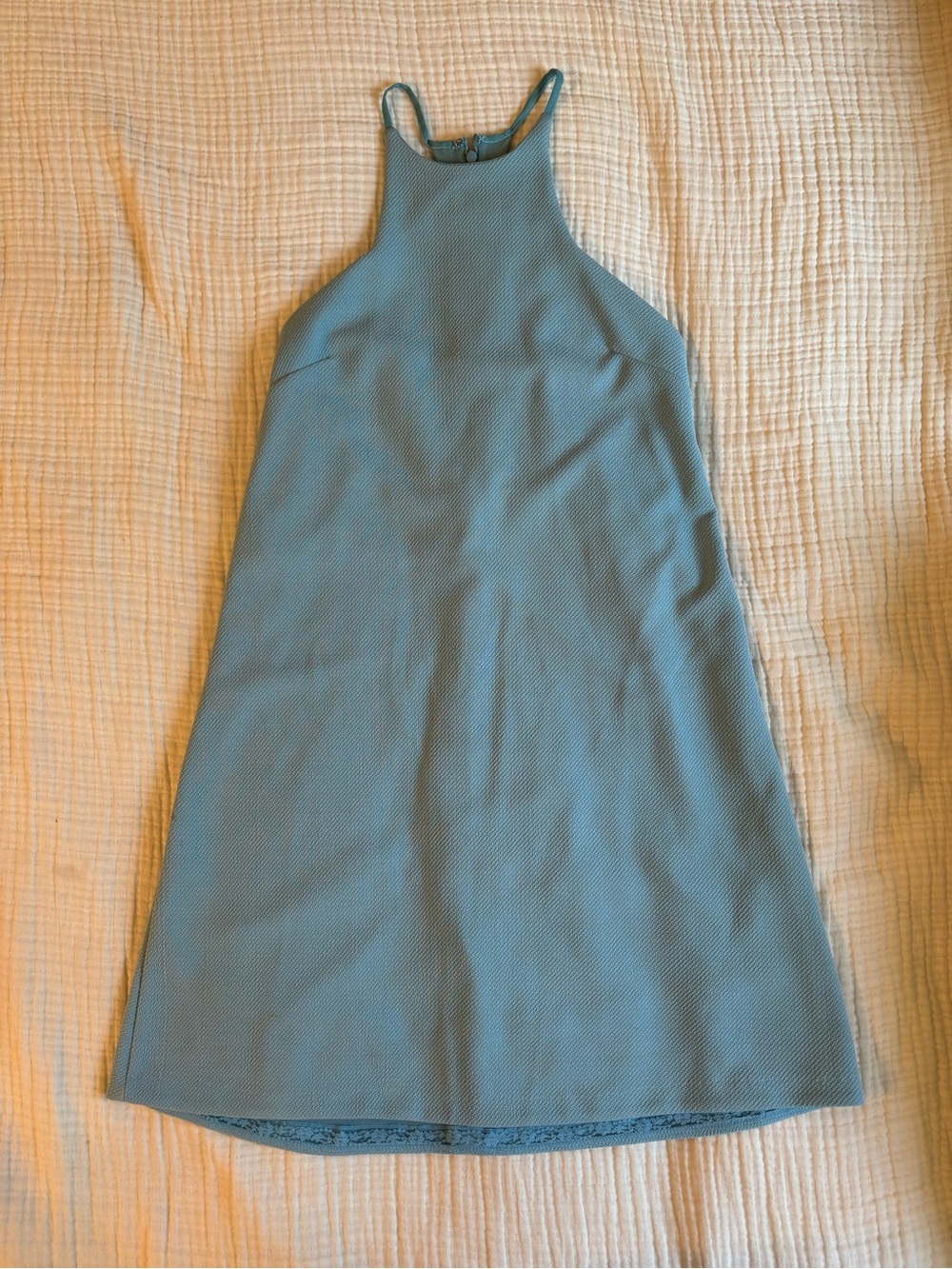 Blue High Neck Mini Dress